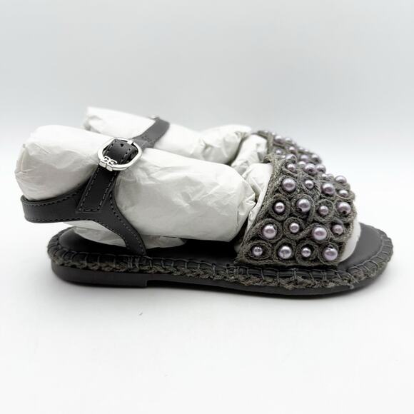 Sam Edelman Kids Holly Sandals US 1 M EU 32 Mockingbird Grey Linen NIB - Picture 2 of 11